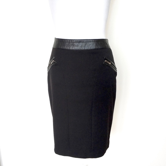 Calvin Klein Dresses & Skirts - Calvin Klein Black Faux Leather Mix Pencil Skirt S